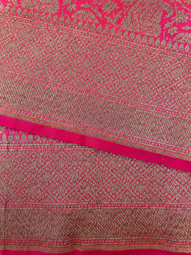 Banarasi Katan Silk Saree | Magenta or Rani Pink | Antique Zari | Handwoven | Silk Mark | Ships from California